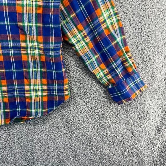Vintage Ralph Lauren Shirt Men's Extra large Blue Orange Pearl Snap Western 90s - Picture 2 of 10